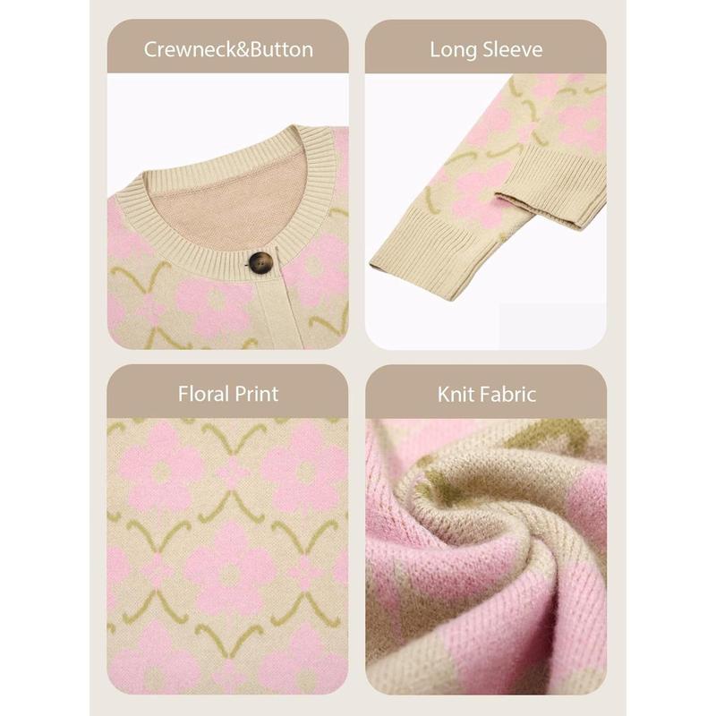 Zevane Vintage Floral Print Knit Cardigan